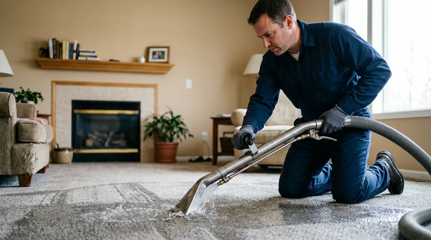 Water damage restoration technician working near Boonville, NC